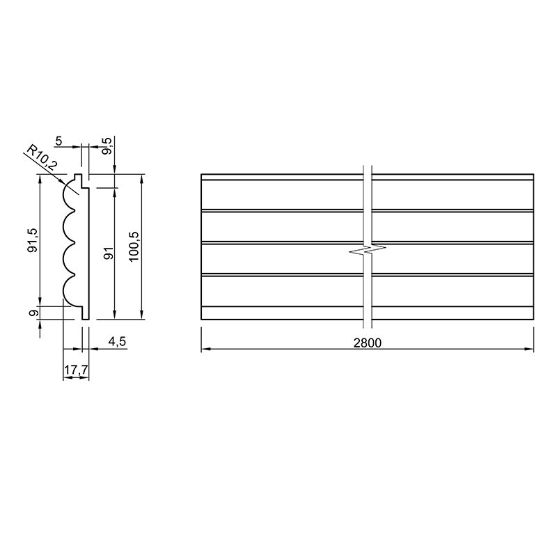 Panel ścienny AGT LB-2200 239 Orzech Jasny 2800х101х18mm