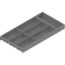 AMBIA-LINE orginizer do LEGRABOX/MERIVOBOX tworzywo sztuczne/stal 7 przegródka na sztućce dł.=600 mm sz.=30,  szary indium mat (ZC7S600BS3) BLUM