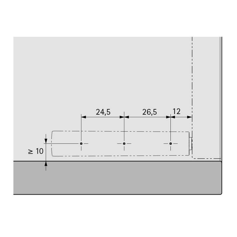 Mechanizm P2O PIN, antracyt, nakładany, długi tłoczek (9089626) Hettich