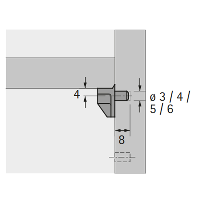 Podpórka pod półkę Safety D=5mm, przejrzysty (16180) Hettich