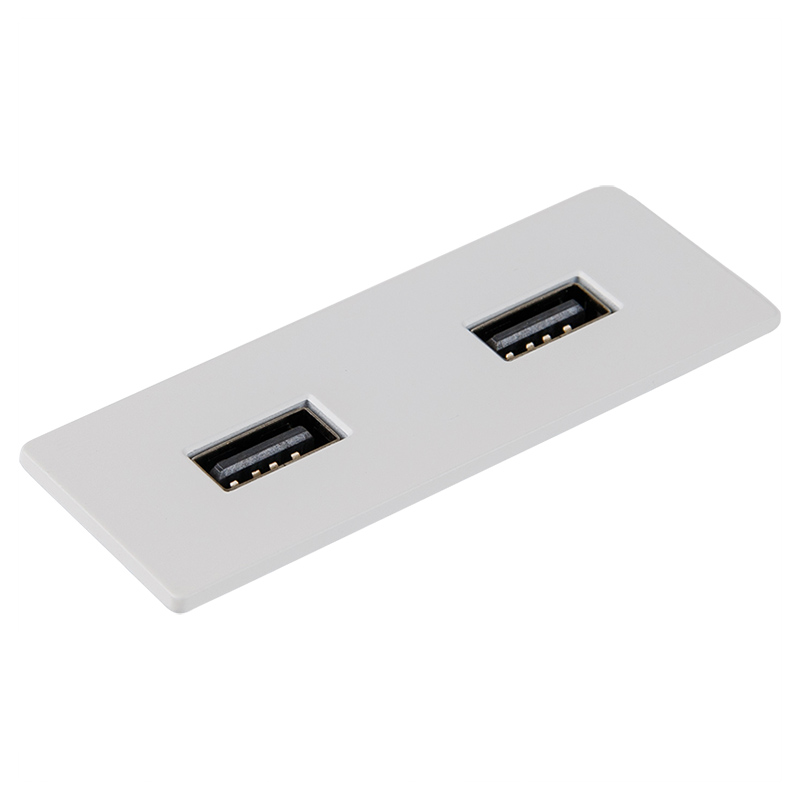 VersaPICK Gniazdo USB prostokątne, 2 porty USB (5V/9V, 3A/2A), 110-220V, IP20, ZAMAK, biały matowy RA — Zdjęcie