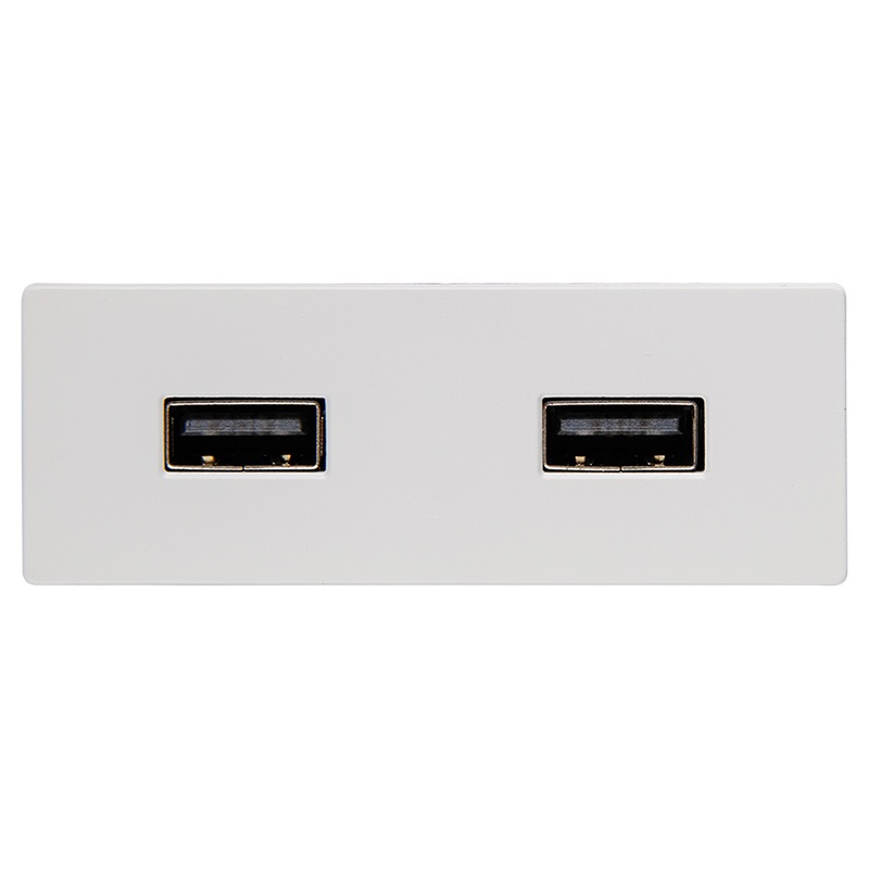 VersaPICK Gniazdo USB prostokątne, 2 porty USB (5V/9V, 3A/2A), 110-220V, IP20, ZAMAK, biały matowy RA