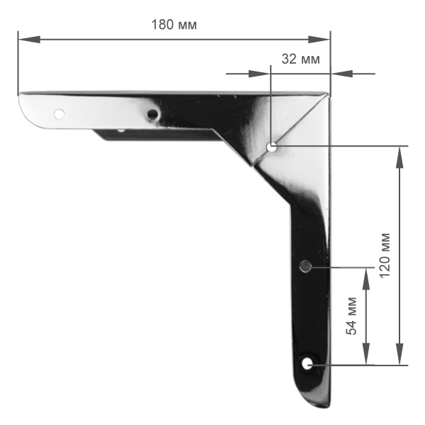 Nóżka meblowa NZ 65, h=55 mm, kątowa 180x180 mm, max 180 kg, chrom