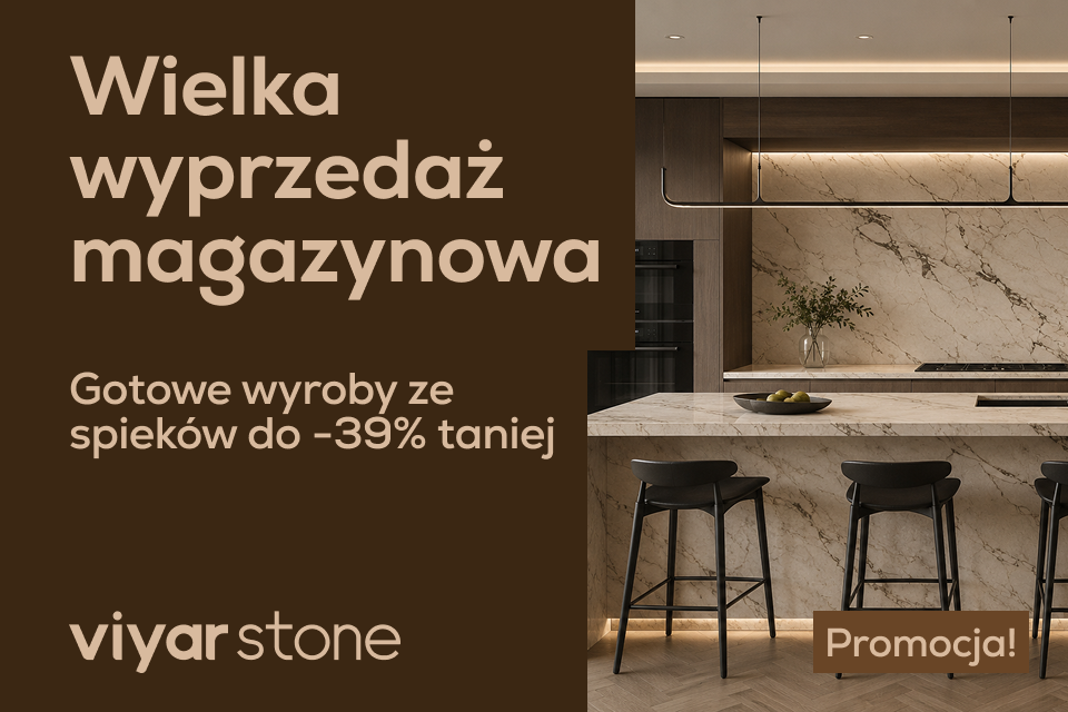 Wyprzedaż magazynowa ViyarStone: gotowe wyroby ze spieków Neolith z rabatem do -39%