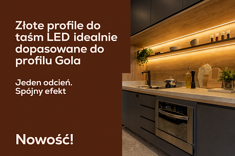 Nowość w VIYAR: profile do taśm LED w złotym kolorze