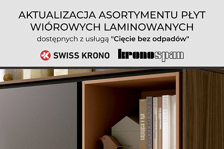 Aktualizacja asortymentu płyt wiórowych laminowanych dostępnych z usługą "Cięcie bez odpadów" | Popularne aktualności