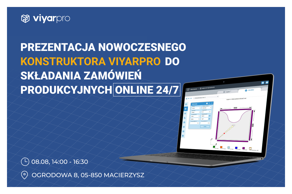 Prezentacja nowoczesnego konstruktora ViyarPro do składania zamówień produkcyjnych online 24/7