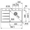 Zlewozmywak wbudowywany Fragranit + Centro CNG 611-78 TL ociekacz z lewej strony Kamienny Szary Franke 114.0633.141, nie drogie - zdjecie №3 - small