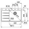 Zlewozmywak wbudowywany Fragranit + Centro CNG 611-78 TL ociekacz z lewej strony Onyx Franke 114.0633.143, kupic - zdjecie №2 - small