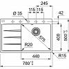 Zlewozmywak wbudowywany Fragranit + Centro CNG 611-78 TL ociekacz z prawej strony Onyx Franke 114.0633.150, nie drogie - zdjecie №3 - small