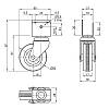 Kółko gumowa HTS 324 z uchwytem do płyty wiórowej 18mm, Ø 50mm, max 38kg, biały, zdjecie - zdjecie №4 - small