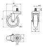 Kółko gumowa HTS 352 ze śrubą M10, Ø 75mm, max 50kg, biały, zdjecie - zdjecie №4 - small