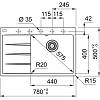 Zlewozmywak wbudowywany Fragranit + Centro CNG 611-78 TL ociekacz z prawej strony Czarny mat / Czarny odpływ Franke 114.0693.565, kupic - zdjecie №2 - small