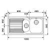 Zlewozmywak wbudowywany stalowy Logica LLL 651-100 ociekacz z lewej strony Stal szlachetna len Franke 101.0086.254, nie drogie - zdjecie №3 - small