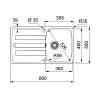 Zlewozmywak wbudowywany Fragranit+ Antea AZG 611-86  Kamienny Szary Franke 114.0676.246, kupic - zdjecie №2 - small