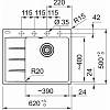 Zlewozmywak wbudowywany Fragranit + Centro CNG 611-62 TL ociekacz z lewej strony Onyx / Czarny odpływ Franke 114.0740.850, nie drogie - zdjecie №3 - small