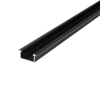 Profil do taśmy LED,  WPUSZCZANY,  L=2m,  aluminium,  czarny anodowany