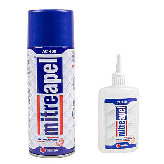 Klej cyjanoakrylowy MITREAPEL,  zestaw (400 ml aktywator + 100 gr klej)