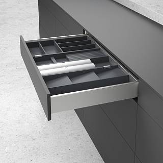 Organizacja OrgaTray Taca 270 m,  buk,  antracyt,  szer. 150 x dł. 423 x wys. 43 mm (9278293) Hettich