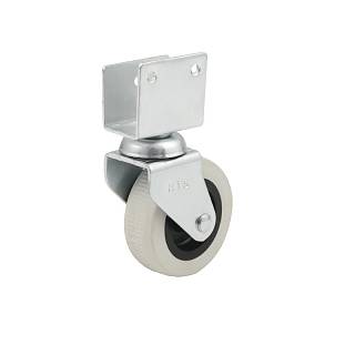Kółko gumowa HTS 324 z uchwytem do płyty wiórowej 18mm,  Ø 50mm,  max 38kg,  biały
