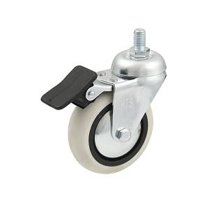 Kółko gumowa HTS 354 ze śrubą M10,  ze stoperem,  Ø 75mm,  max 50kg,  biały