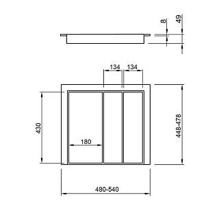 Blacha uniwersalna 600 na 2 tabletki szer.=540 dł.=478 (LKB.540.478) szary