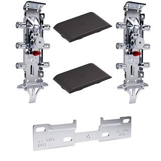 Komplet zawieszek niewidocznych LIBRA H2 (listwa standardowa,  zaślepka szeroka,  antracyt,  150 kg/para),  Italiana Ferramenta