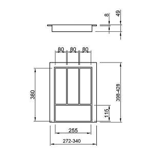 Organizacja na sztućce 400 z 1 wkładką W=340 L=428 (LK.340.428) Czarny