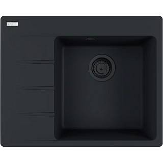 Zlewozmywak wbudowywany Fragranit + Centro CNG 611-62 TL ociekacz z lewej strony Czarny mat / Czarny odpływ Franke 114.0693.566