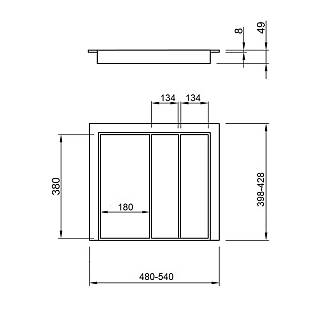 Blacha uniwersalna 600 na 2 wkłady szer.=540 dł.=428 (LKB.540.428) antracyt