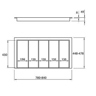 Organizacja na sztućce 900 z 4 wkładkami W=840 L=478 (LKB.840.478) Naturalny