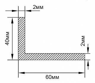 Kątownik aluminiowy 60x40x2 mm