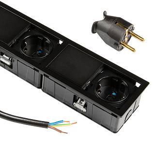VersaHIT MONO Blok z podwójnym gniazdem,  2 gniazdka,  110-220V,  16A,  IP54,  matowy czarny (06025F00028)