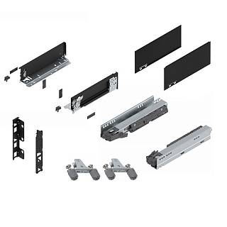 LEGRABOX Element dekoracyjny wys. K (128.5 mm) dł.=350 mm prawy+lewy+czarny carb./carb.look*P/U: 10 (770K350ASGC) BLUM