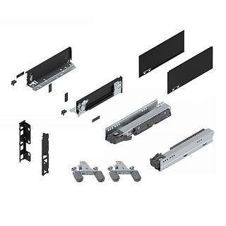LEGRABOX Element dekoracyjny wys. K (128.5 mm) dł.=400 mm prawy+lewy+czarny carb./carb.look*P/U: 10 (770K400ASGC) BLUM