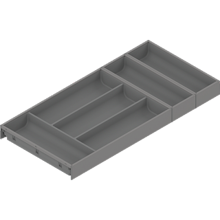 AMBIA-LINE orginizer do LEGRABOX/MERIVOBOX tworzywo sztuczne/stal 6 przegródka na sztućce dł.=650 mm sz.=300 mm,  szary indium mat (ZC7S650BS3) BLUM