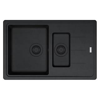 Zlewozmywak wbudowywany Fragranit+ Basis BFG 651-78 Czarny mat / Czarny odpływ Franke 114.0693.555