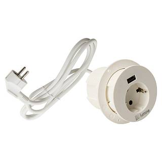 Gniazdo wpuszczane w blat Lumine GLOW 1x gniazdo,  1xUSB A 12W,  białe