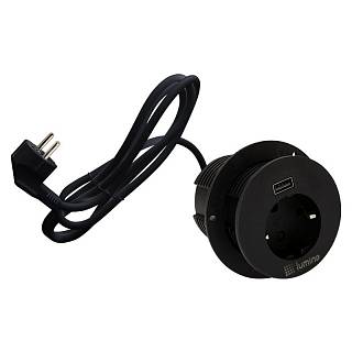Gniazdo wpuszczane w blat Lumine GLOW 1x gniazdo,  1xUSB A 12W,  czarne