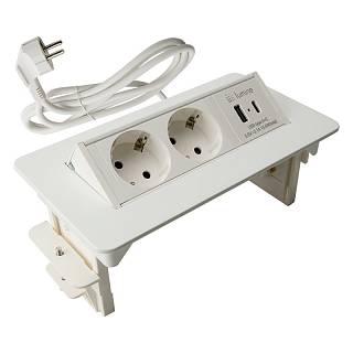 Gniazdo wpuszczane w blat Lumine SPACE 2xgniazda,  2xUSB A+C (15, 5W),  białe