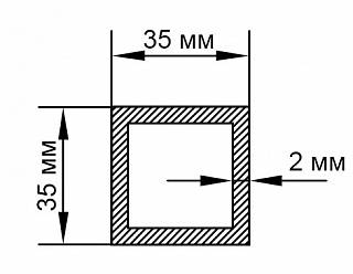Rura aluminiowa o przekroju kwadratowym 35x35x2 mm