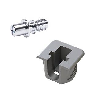 Zestaw FLIPPER podpórka do półki od 14mm,  szary,  Śruba euro Ø5, 8x18, 7,  Italiana Ferramenta