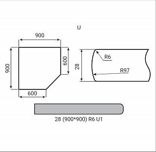 Kąt Luxeform S055/L-1 U Trawertyn Klasyczny wilgocioodporny 900х900х28mm