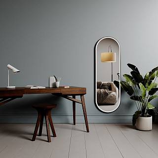 Lustro Laguna model 2 z przednim oświetleniem białym światłem,  czarna rama,  przycisk dotykowy bez podświetlenia 400x1700 mm