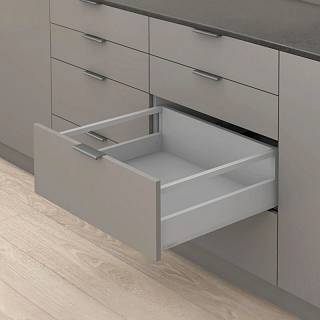 Komplet Szuflad Merivobox,  wysokość E (209 mm),  NL=300 мм 0-10kg (typ S0),  reling,  szary