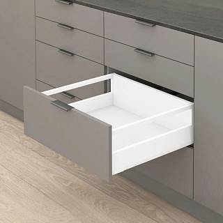 Komplet Szuflad Merivobox,  wysokość E (209 mm),  NL=450 мм 0-20kg (typ L1),  reling,  biała