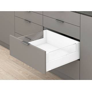 Komplet Szuflad Merivobox,  wysokość E (209 mm),  NL=450 мм 0-20kg (typ L1),  boxcover(szklana),  biała