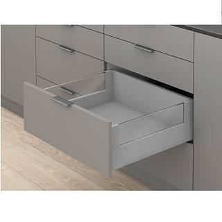 Komplet Szuflad Merivobox,  wysokość E (209 mm),  NL=600 мм 0-20kg (typ L1),  boxcover(szklana),  szary
