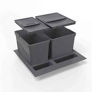 System sortowania odpadów Easy Fit do szuflad 600 mm (15L+20L),  H=270mm,  Muller grafitowy