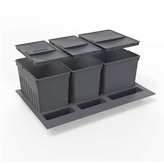System sortowania odpadów Easy Fit do szuflad 800 mm (2*15L+20L),  H=270 mm,  grafit Muller